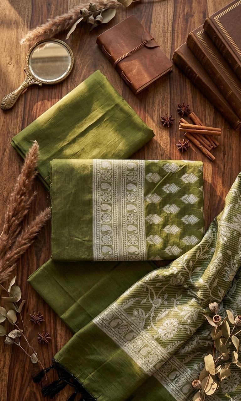 Olive Green Banarasi Suit