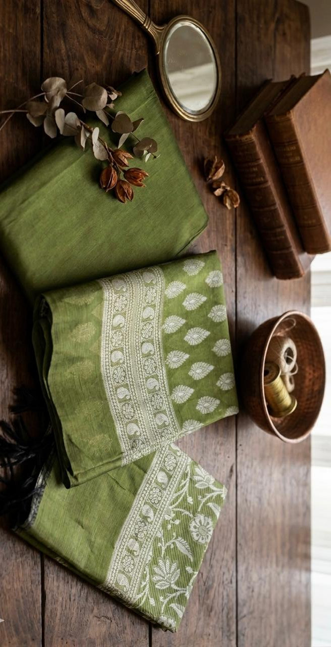 Olive Green Banarasi Suit