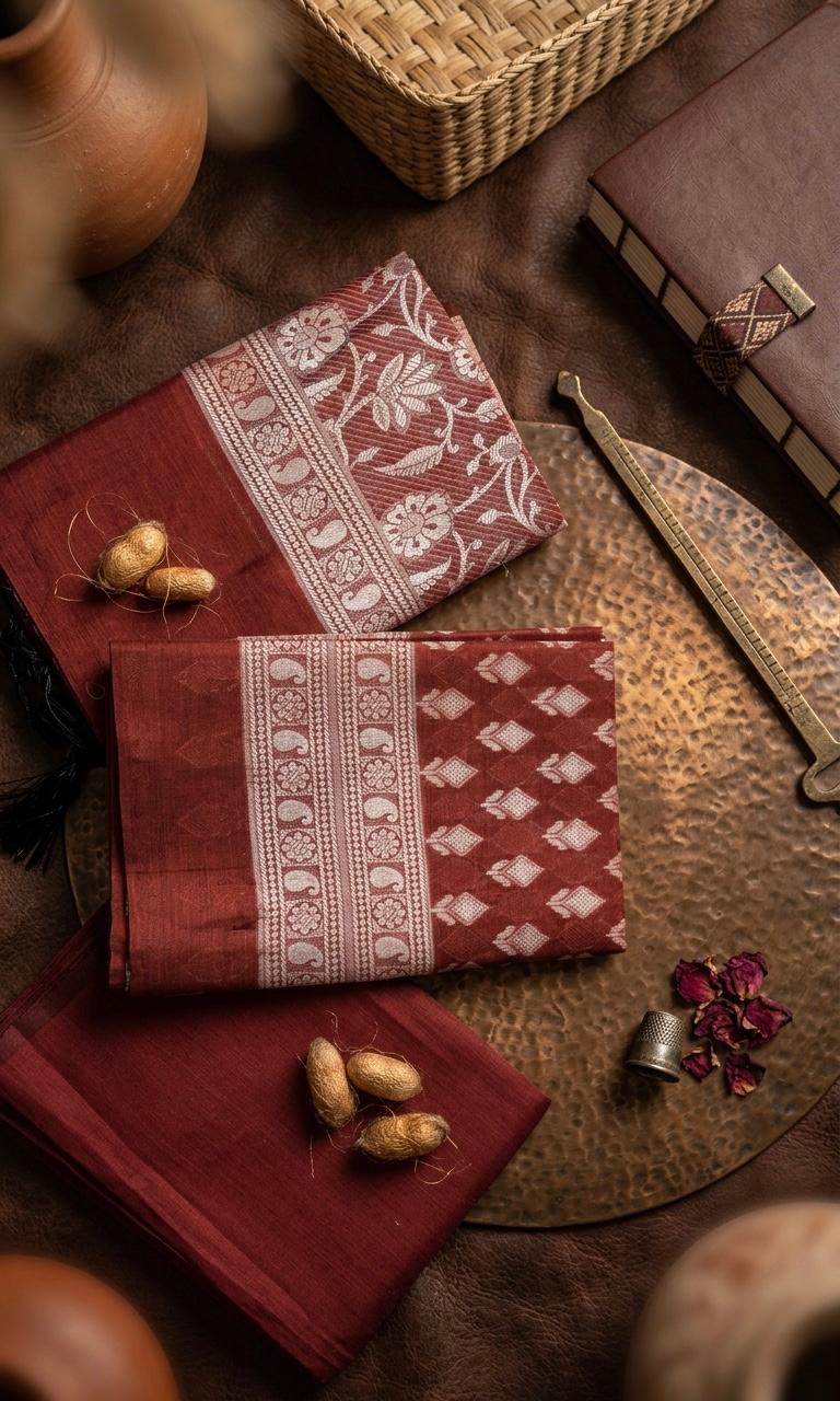 Rust Maroon Banarasi Suit